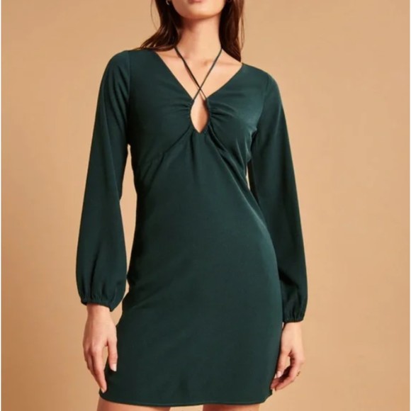 Abercrombie & Fitch Green Long Sleeve Mini Dress, Size Small - Picture 1 of 6